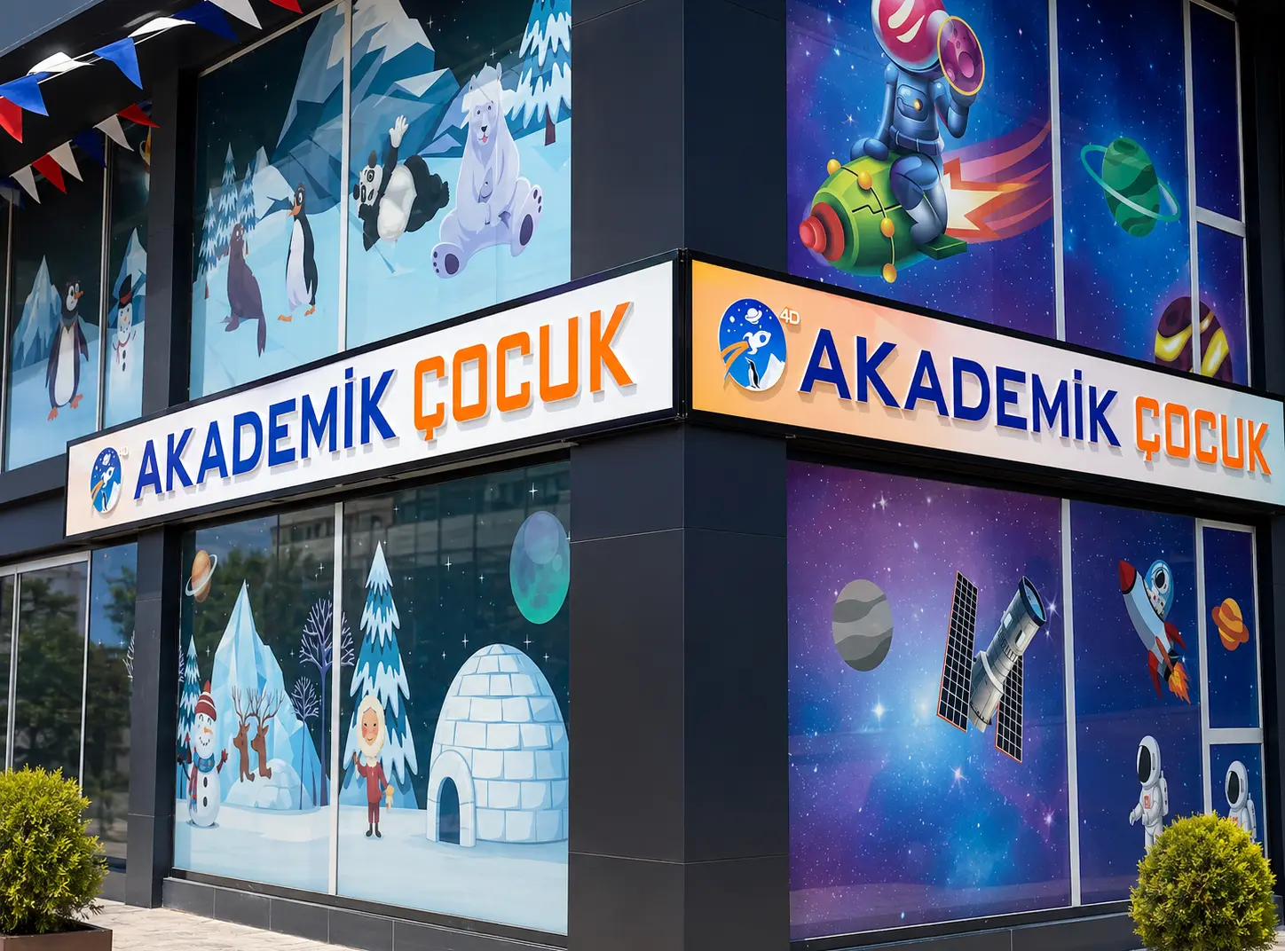 Akademik Çocuk Duruşehir Şubesi ana giriş ve bahçesi